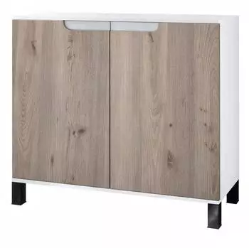 Vladon Sylt V3 Kommode 2 T&uuml;ren, wei&szlig; matt / Eiche Nordic, 92,5x84,5x35cm (50029060)