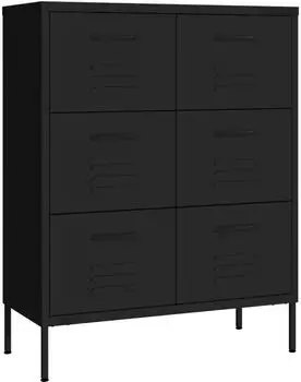 vidaXL Schubladenschrank schwarz, Stahl, 80x35x101,5 cm (336151)