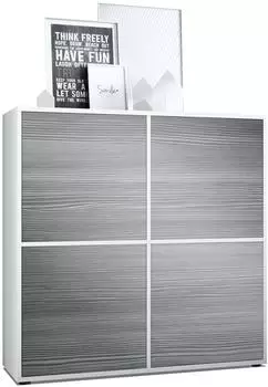 Vladon Cuba V2 Highboard, wei&szlig; matt / Avola-Anthrazit, 104x105,5x35,5cm