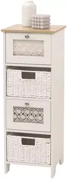 Mendler HWC-O75 Schubladenschrank 4 Korbschubladen Holz/Melamin 82x30x30cm natur-wei&szlig; (139348)