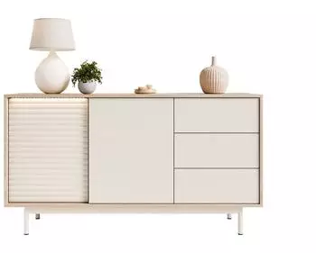 Lookway Florence 2D3S Kommode mit Schubladen, Eiche ge&ouml;lt/Kaschmir, 140x77x40cm (2D3S)