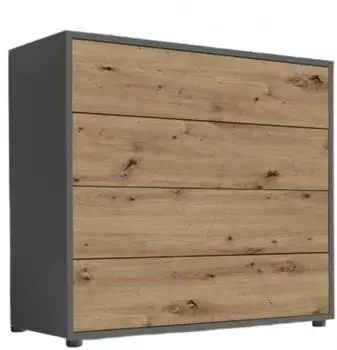 BMG Kommode Mailand 3, 4 Schubladen, anthrazit/Eiche Artisan, 79x73x33cm