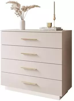 Lookway Lina Kommode 95cm, Kaschmir, LED-Beleuchtung, Griffe Goldchrom (800001067136)