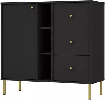 Selsey Oktio Sideboard schwarz-graphit, 3 Schubladen, 100,2x95x40,8cm