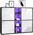 Vladon Cuba V3 Highboard mit RGB LED, 12 Fächer, schwarz matt/weiß hochglanz (800000573733)