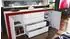 Vladon Sideboard La Paz V1 mit 2 Türen und 4 Schubladen, grau/weiß hochglanz, 167x72x35cm