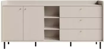 Beautysofa Gloria Kommode 3 Schubladen, 2 Türen, sandbeige, 193x91x42cm
