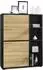Vladon Highboard Cuba mit 2 Türen und 4 offenen Fächern, schwarz matt/Eiche Natur (79x105,5x35,5cm)
