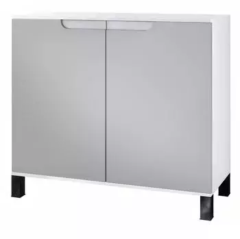 Vladon Sylt V3 Kommode 2 T&uuml;ren, wei&szlig; matt / hellgrau seidenmatt, 92,5x84,5x35cm (50029052)