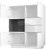 Vladon Metro Highboard weiß Hochglanz, 4 Türen, 2 Schubladen, LED-Beleuchtung (103x123x37,5cm)