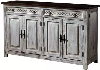 Massivmoebel24 Castle-Antik #261 Sideboard Mango/Akazie wei&szlig; gewachst 150x45x90cm (05-340-810-1050)