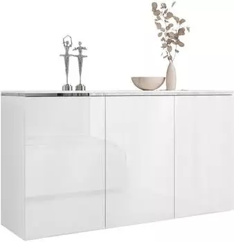 Lookway Aurora Silver 3D Kommode h&auml;ngend, wei&szlig; hochglanz, 140x76x40cm (800000835039)