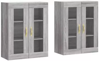 vidaXL Wandschr&auml;nke 2 Stk. grau Sonoma, Holzwerkstoff (3197927)