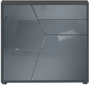 Vladon Benny Kommode 2 T&uuml;ren, 2 Schubladen, schwarz matt/grau hochglanz (50027264)