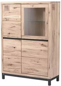 Massivmoebel24 Villanders Highboard Wildeiche bianco ge&ouml;lt 103x40x148cm (48-310-200-1005)