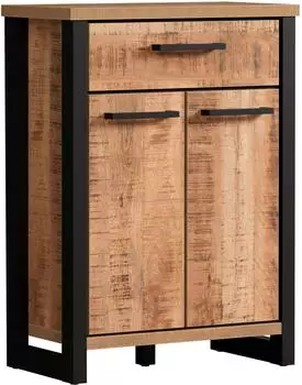 trendteam Enna Sideboard 2 T&uuml;ren, 1 Schublade, Mango/schwarz, 73x100x39cm