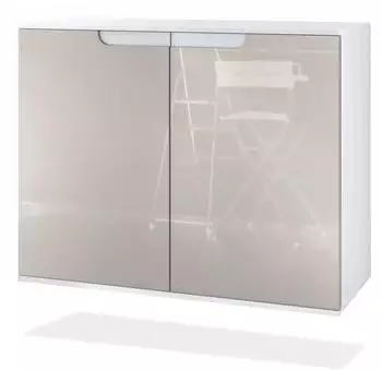 Vladon Sylt V3 Kommode 2 T&uuml;ren, wei&szlig; matt / sandgrau hochglanz, 92,5x73,5x35cm (50029039)