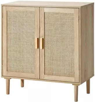 VEVOR Rattanschrank mit 2 magnetischen T&uuml;ren, verstellbare Einlegeb&ouml;den, 80x37,5x88cm (SR191522)
