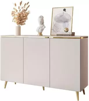 Lookway Aurora II Kommode 3-t&uuml;rig, Kaschmir, goldchrome Beine, 140x90x40cm (800000819831)