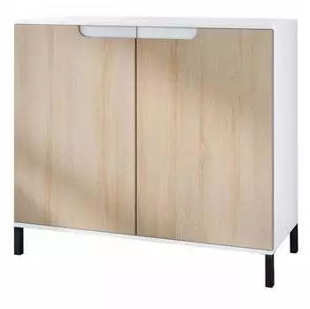 Vladon Sylt V3 Kommode 2 T&uuml;ren, wei&szlig; matt / Eiche s&auml;gerau, 92,5x83,5x35cm (50029026)