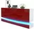 Vladon City Sideboard 2 Türen, 3 Schubladen, LED, weiß matt/bordeaux hochglanz (178x72x38cm)