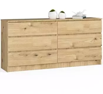 Akord Furniture Factory Kommode K160, 6 Schubladen, 160x77x40cm, Artisan Eiche (K160)