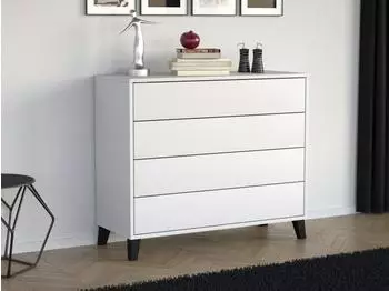 Beautysofa HOME 4S Kommode 4 Schubladen, Push-to-Open, weiß, 80cm (HOME 4S)