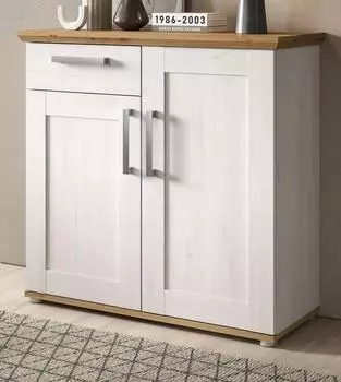 Inn.Furn Mirano Kommode wei&szlig; L&auml;rche / Eiche Artisan, 95x92x39cm (Mirano)