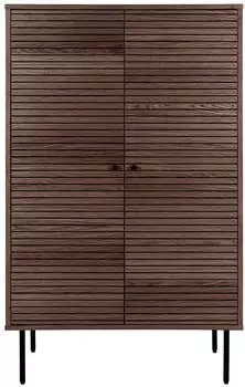 ebuy24 Kyoto Vitrinenschrank 2 Türen, Eichenfurnier & schwarzes Metall (46-3002001)