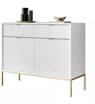 Lookway Cortado Gold Kommode mit Schubladen, weiß, 104x83x39cm (KSZ104)
