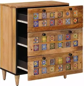 vidaXL Sideboard Massivholz Mango, natur, 60x33x75cm