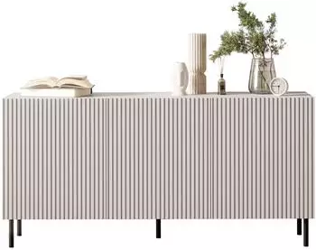 Mirjan24 Aruba 3D 156 Sideboard mit 3 Dreht&uuml;ren, Metallf&uuml;&szlig;e, 156x76x42cm (Aruba 3D 156)