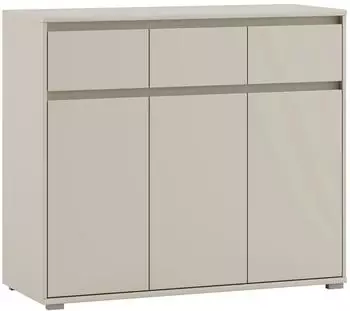 Sconto Ikarus Kommode 3 T&uuml;ren, 3 Schubladen, 118x103x48cm, Cashmerebraun matt