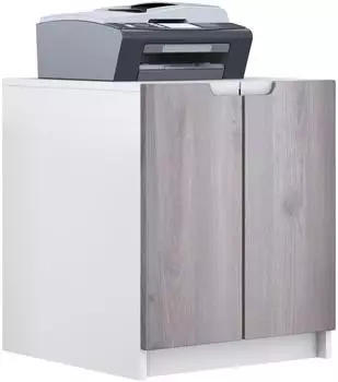 Vladon Logan Druckerkommode mit 2 F&auml;chern und 2 T&uuml;ren, wei&szlig; matt/Eiche Nordic (51x60,5x54cm)