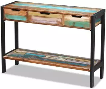 vidaXL Sideboard mit 3 Schubladen, Altholz Massiv (243273)