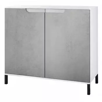 Vladon Sylt V3 Kommode 2 T&uuml;ren, wei&szlig; matt / Beton Oxid Optik, 92,5x83,5x35cm (50029055)