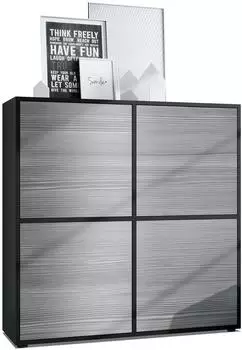 Vladon Cuba V2 Highboard 104x105,5x35,5cm, schwarz matt / Avola-Anthrazit