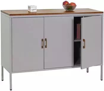 MCW Kommode L84 3 T&uuml;ren Metall/Melamin 120x90x40cm, grau (MCW-L84)