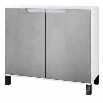 Vladon Sylt V3 Kommode 2 T&uuml;ren, wei&szlig; matt / Beton Oxid Optik, 92,5x84,5x35cm (50029056)