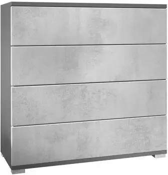 Vladon Pavos V3 Kommode 4 Schubladen, anthrazit matt/Beton Oxid Optik (76x76x35cm)