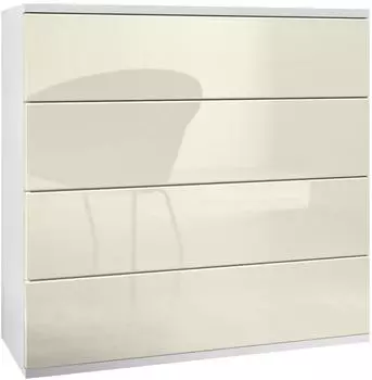 Vladon Pavos V3 H&auml;ngekommode 4 Schubladen, wei&szlig; matt/creme hochglanz (76x76x35cm)