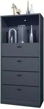 Vladon Pino V3 Kommode 4 Schubladen, anthrazit matt (56x125x36cm)