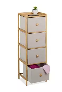 Relaxdays Schmale Kommode mit 4 Schubladen, beige