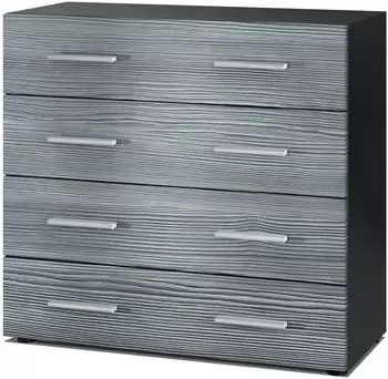 Vladon Pavos Kommode mit 4 Schubladen, schwarz matt/Avola-Anthrazit, 76x72x35cm