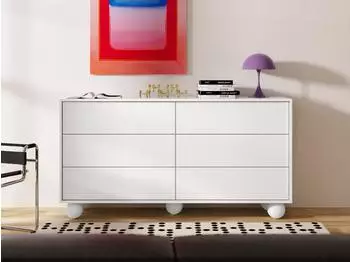 Beautysofa Kommode ADEL 6 Schubladen, Push-to-Open, weiß, 154cm