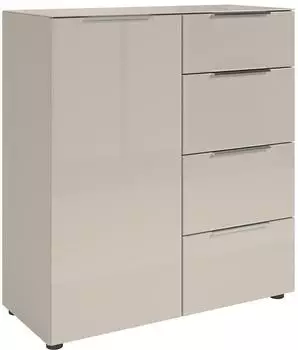 Sconto Kommode SANTORIN 90x99cm, Cashmereglas, 4 Schubladen, Soft Close