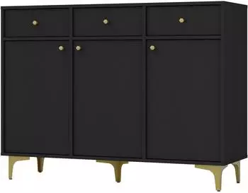 Masseno Torino Kommode 3 Schubladen, 3 Türen, graphitfarben, 125x41x94cm (827 TOKYO 1 KOMODA 3F 3S CZARNY GRAFIT)