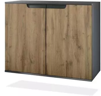 Vladon Sylt V3 Kommode 2 T&uuml;ren, Anthrazit matt / Eiche Wotan, 92,5x73,5x35cm (50029106)