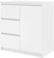 CDF Kommode Wei&szlig; 1 T&uuml;r und 3 Schubladen Komode & Sideboards Sideboard 75 cm...