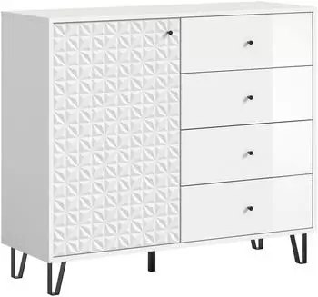 xonox.home Prisma Highboard weiß Hochglanz, 110x96x40cm